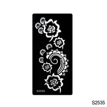 Load image into Gallery viewer, 1Sheet Tattoo Stencils Henna Templates Arm Back Chest Ankle Body Art Airbrush Paint Templates Decal DIY Flower Painting
