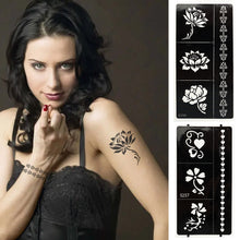 Load image into Gallery viewer, 1Sheet Women Flower Tattoo Stencils Henna Hand Wrist Templates Arm Back Chest Body Art Airbrush Paint Templates Decal DIY Flower Painting
