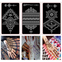 Load image into Gallery viewer, 1Sheet Women Flower Tattoo Stencils Henna Hand Wrist Templates Arm Back Chest Body Art Airbrush Paint Templates Decal DIY Flower Painting
