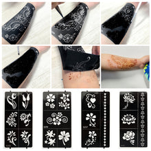 Load image into Gallery viewer, 1Sheet Women Flower Tattoo Stencils Henna Hand Wrist Templates Arm Back Chest Body Art Airbrush Paint Templates Decal DIY Flower Painting
