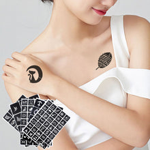 Load image into Gallery viewer, 15pcs/sheet Simple Tattoo Stencils Women Girls Kids Arm Back Neck Templates Cartoon Airbrush Paint Templates Decal
