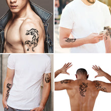 Load image into Gallery viewer, 8pcs/sheet Medium Size Arm Tattoo Stencils Men Back Tiger Drgon Templates Body Art Showing Airbrush Paint Templates Decal
