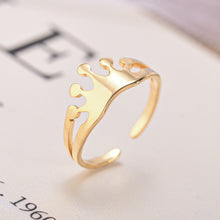Load image into Gallery viewer, Adjustable Luxsury Crown Ring Titanium Steel Wedding Engagement Band Ring Women's Men's Jewelry Gift
