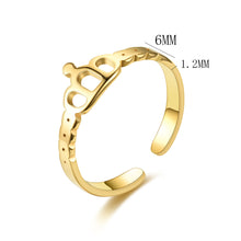 Load image into Gallery viewer, Adjustable Luxsury Crown Ring Titanium Steel Wedding Engagement Band Ring Women's Men's Jewelry Gift
