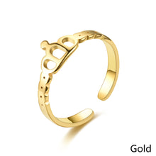 Load image into Gallery viewer, Adjustable Luxsury Crown Ring Titanium Steel Wedding Engagement Band Ring Women's Men's Jewelry Gift

