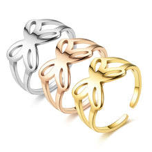 Load image into Gallery viewer, Adjustable Luxsury Butterfly Ring Titanium Steel Wedding Engagement Band Ring Women's Men's Jewelry Gift
