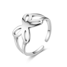 Load image into Gallery viewer, Adjustable Luxsury Butterfly Ring Titanium Steel Wedding Engagement Band Ring Women's Men's Jewelry Gift
