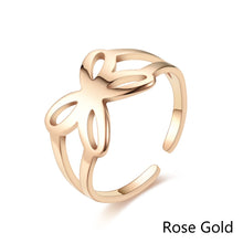 Load image into Gallery viewer, Adjustable Luxsury Butterfly Ring Titanium Steel Wedding Engagement Band Ring Women's Men's Jewelry Gift
