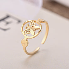 Load image into Gallery viewer, Adjustable Luxsury Round Butterfly Ring Titanium Steel Wedding Engagement Band Ring Women's Men's Jewelry Gift
