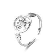 Load image into Gallery viewer, Adjustable Luxsury Round Butterfly Ring Titanium Steel Wedding Engagement Band Ring Women's Men's Jewelry Gift
