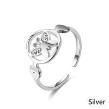 Load image into Gallery viewer, Adjustable Luxsury Round Butterfly Ring Titanium Steel Wedding Engagement Band Ring Women's Men's Jewelry Gift
