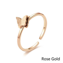 Load image into Gallery viewer, Adjustable Luxsury 3D Butterfly Ring Titanium Steel Wedding Engagement Band Ring Women's Men's Jewelry Gift
