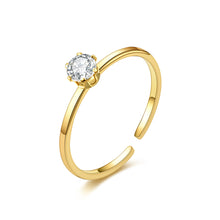 Load image into Gallery viewer, 18K Fashion Simple Elegant Diamond Zircon Plated Titanium Steel Wedding Engagement Band Ring Women's Men's Jewelry Gift
