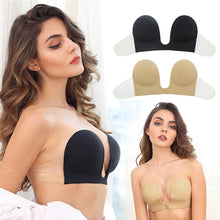 Load image into Gallery viewer, U Shape Bra Invisible Push Up Bra Strapless Bras Dress Wedding Party Sticky Self-adhesive Silicone Brassiere Breathable Deep Underwear

