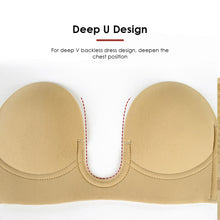 Load image into Gallery viewer, U Shape Bra Invisible Push Up Bra Strapless Bras Dress Wedding Party Sticky Self-adhesive Silicone Brassiere Breathable Deep Underwear
