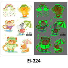 Load image into Gallery viewer, Cartoon Children Tattoo Stickers Waterproof Glow-in-the-dark Tattoo Stickers Cute Cartoon Animal Tattoo Stickers for Kids
