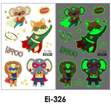 Load image into Gallery viewer, Cartoon Children Tattoo Stickers Waterproof Glow-in-the-dark Tattoo Stickers Cute Cartoon Animal Tattoo Stickers for Kids
