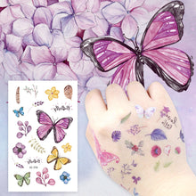 Load image into Gallery viewer, Children Waterproof Tattoo Stickers Cartoon 3D Colorful Butterfly Tattoo Stickers Body Art Tattoo Stickers for Kids
