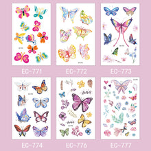 Load image into Gallery viewer, Children Waterproof Tattoo Stickers Cartoon 3D Colorful Butterfly Tattoo Stickers Body Art Tattoo Stickers for Kids
