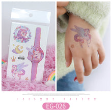 Load image into Gallery viewer, Children Glitter Tattoo Stickers Waterproof Cartoon Watch Unicorn Children Tattoo Stickers Temporary Body Tattoo for Kids
