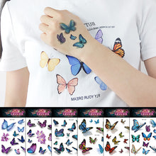 Load image into Gallery viewer, Waterproof 3D Butterfly Tattoo Stickers Small Fresh Tattoo Stickers Wrist Clavicle Cute Tattoo Stickers Body Art Tattoo For Women
