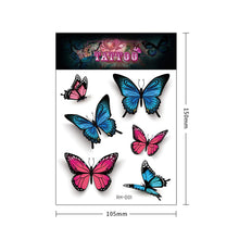 Load image into Gallery viewer, Waterproof 3D Butterfly Tattoo Stickers Small Fresh Tattoo Stickers Wrist Clavicle Cute Tattoo Stickers Body Art Tattoo For Women
