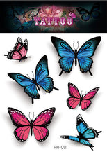 Load image into Gallery viewer, Waterproof 3D Butterfly Tattoo Stickers Small Fresh Tattoo Stickers Wrist Clavicle Cute Tattoo Stickers Body Art Tattoo For Women

