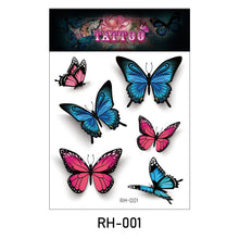 Load image into Gallery viewer, Waterproof 3D Butterfly Tattoo Stickers Small Fresh Tattoo Stickers Wrist Clavicle Cute Tattoo Stickers Body Art Tattoo For Women
