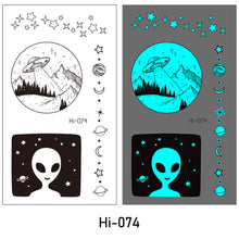 Load image into Gallery viewer, Luminous Tattoo Stickers Waterproof Small Fresh Cartoon Space Animal Tattoo Stickers Body Art Tattoo for Men Women
