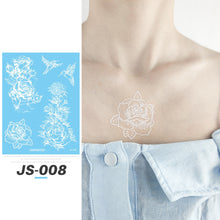 Load image into Gallery viewer, Waterproof White Tattoo Stickers Small Fresh Flower Tattoo Stickers Collarbone Arm Leg Chest Body Art Tattoo for Women
