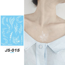Load image into Gallery viewer, Waterproof White Tattoo Stickers Small Fresh Flower Tattoo Stickers Collarbone Arm Leg Chest Body Art Tattoo for Women

