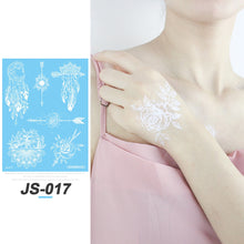 Load image into Gallery viewer, Waterproof White Tattoo Stickers Small Fresh Flower Tattoo Stickers Collarbone Arm Leg Chest Body Art Tattoo for Women
