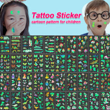 Load image into Gallery viewer, Children Luminous Tattoo Stickers Cartoon Cute Dinosaur Mermaid Tattoo Stickers Funny Face Stickers Body Art Tattoo
