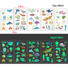 Load image into Gallery viewer, Children Luminous Tattoo Stickers Cartoon Cute Dinosaur Mermaid Tattoo Stickers Funny Face Stickers Body Art Tattoo
