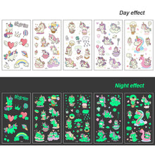 Load image into Gallery viewer, Children Luminous Tattoo Stickers Cartoon Cute Dinosaur Mermaid Tattoo Stickers Funny Face Stickers Body Art Tattoo
