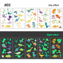 Load image into Gallery viewer, Children Luminous Tattoo Stickers Cartoon Cute Dinosaur Mermaid Tattoo Stickers Funny Face Stickers Body Art Tattoo
