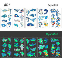 Load image into Gallery viewer, Children Luminous Tattoo Stickers Cartoon Cute Dinosaur Mermaid Tattoo Stickers Funny Face Stickers Body Art Tattoo
