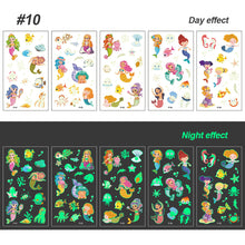 Load image into Gallery viewer, Children Luminous Tattoo Stickers Cartoon Cute Dinosaur Mermaid Tattoo Stickers Funny Face Stickers Body Art Tattoo
