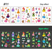Load image into Gallery viewer, Children Luminous Tattoo Stickers Cartoon Cute Dinosaur Mermaid Tattoo Stickers Funny Face Stickers Body Art Tattoo
