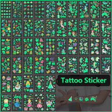 Load image into Gallery viewer, Children Luminous Tattoo Stickers Cute Cartoon Dinosaur Mermaid Unicorn Fluorescent Green Tattoo Stickers Face Body Art Tattoo
