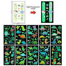 Load image into Gallery viewer, Children Luminous Tattoo Stickers Cute Cartoon Dinosaur Mermaid Unicorn Fluorescent Green Tattoo Stickers Face Body Art Tattoo
