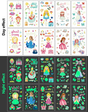 Load image into Gallery viewer, Children Luminous Tattoo Stickers Cute Cartoon Dinosaur Mermaid Unicorn Fluorescent Green Tattoo Stickers Face Body Art Tattoo
