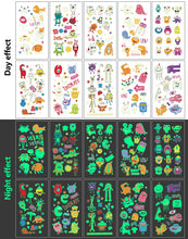 Load image into Gallery viewer, Children Luminous Tattoo Stickers Cute Cartoon Dinosaur Mermaid Unicorn Fluorescent Green Tattoo Stickers Face Body Art Tattoo
