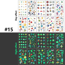 Load image into Gallery viewer, Children Luminous Tattoo Stickers Cute Cartoon Dinosaur Mermaid Unicorn Fluorescent Green Tattoo Stickers Face Body Art Tattoo
