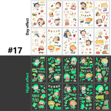 Load image into Gallery viewer, Children Luminous Tattoo Stickers Cute Cartoon Dinosaur Mermaid Unicorn Fluorescent Green Tattoo Stickers Face Body Art Tattoo
