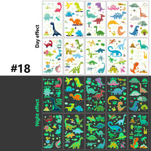 Load image into Gallery viewer, Children Luminous Tattoo Stickers Cute Cartoon Dinosaur Mermaid Unicorn Fluorescent Green Tattoo Stickers Face Body Art Tattoo
