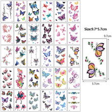 Load image into Gallery viewer, Small Fresh Tattoo Stickers Flowers Butterfly English Letters Face Arm Leg Chest Body Art Tattoo Stickers For Women Men
