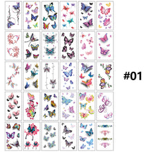 Load image into Gallery viewer, Small Fresh Tattoo Stickers Flowers Butterfly English Letters Face Arm Leg Chest Body Art Tattoo Stickers For Women Men
