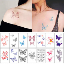 Load image into Gallery viewer, Colorful Butterfly Tattoo Stickers Temporary Arm Leg Chest Body Art Tattoo Long Lasting Butterfly Tattoo Stickers for Women
