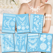 Load image into Gallery viewer, Blue Paper White Lace Tattoo Stickers Waterproof Long Lasting Tattoo Stickers Temporary Body Art Tattoo Stickers For Women
